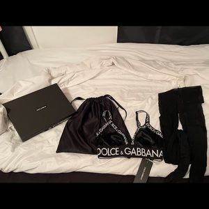 Dolce & Gabana, bralette & stockings.